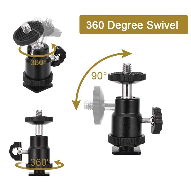 Mini-kugelkopf [ 2er -pack] mit blitzschuhadapter, 360 °, 1/4 zoll, kleiner kugelkopf, leichter schwenk-mikro-kugelkopf für d