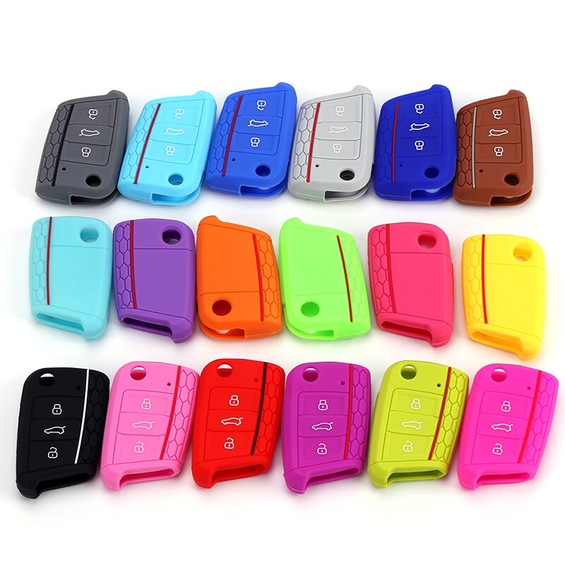 For VW Golf 7 MK7 Tiguan Polo Skoda Octavia A7 Seat Leon Car 3 Buttons Key Cover Case Silicone Shell