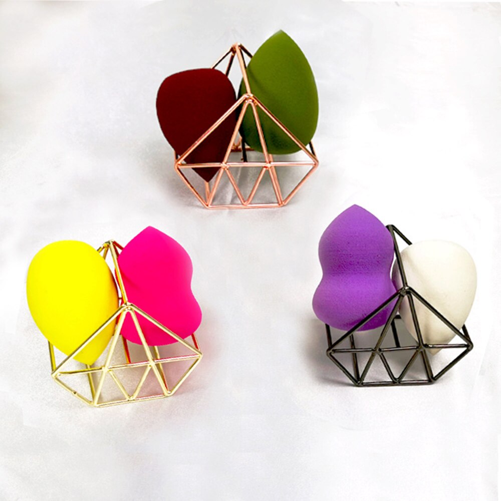 Hit diamantvormige metalen beugel make-up puff rek cosmetische houder blender display standaard legering droogkracht make-up spons gereedschap