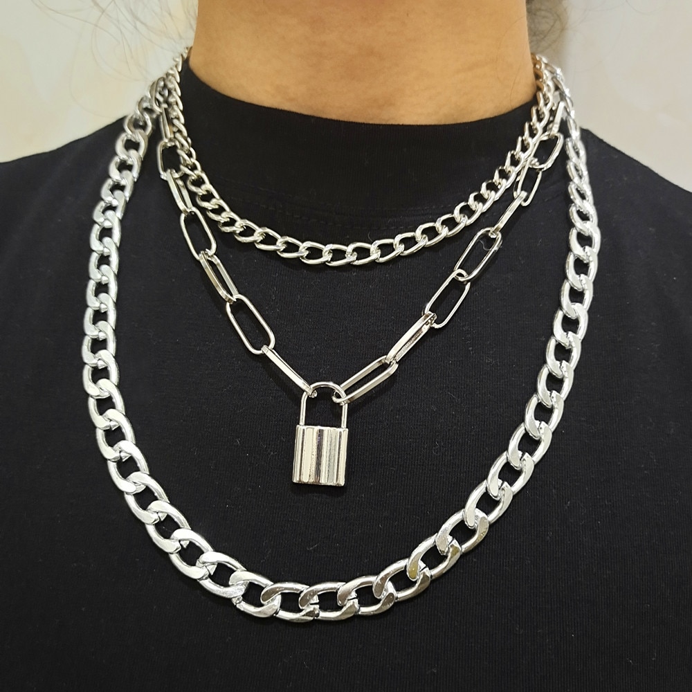 Heren Hip Hop Ketting Dikke Ketting Vrouwelijke Punk Retro Persoonlijkheid Wilde Lock Trui Ketting Sieraden