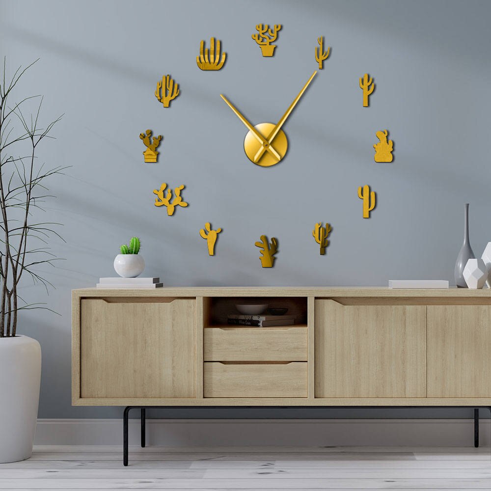 Botanische Kaktus Pflanze Groe DIY Wanduhr Wste ...  Grandado
