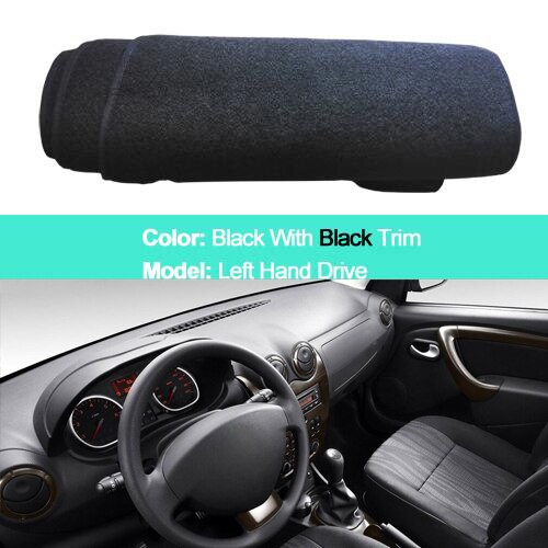 2 Layers Car Inner Dashboard Cover Capet Cape For Dacia Duster Dashmat Sunshade Pad Cover Carpet Dash Mat Cushion: Black