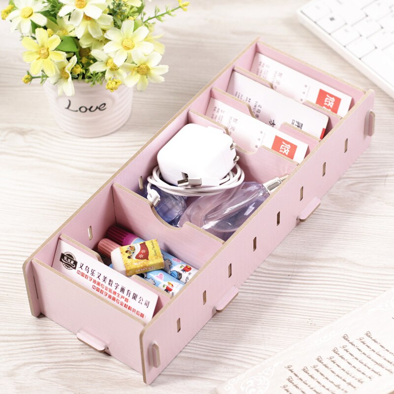 Pen Holder Box Case desk organizer Home Desk Stationery Decor Office School Desk Accessories Supplies Card case: pink
