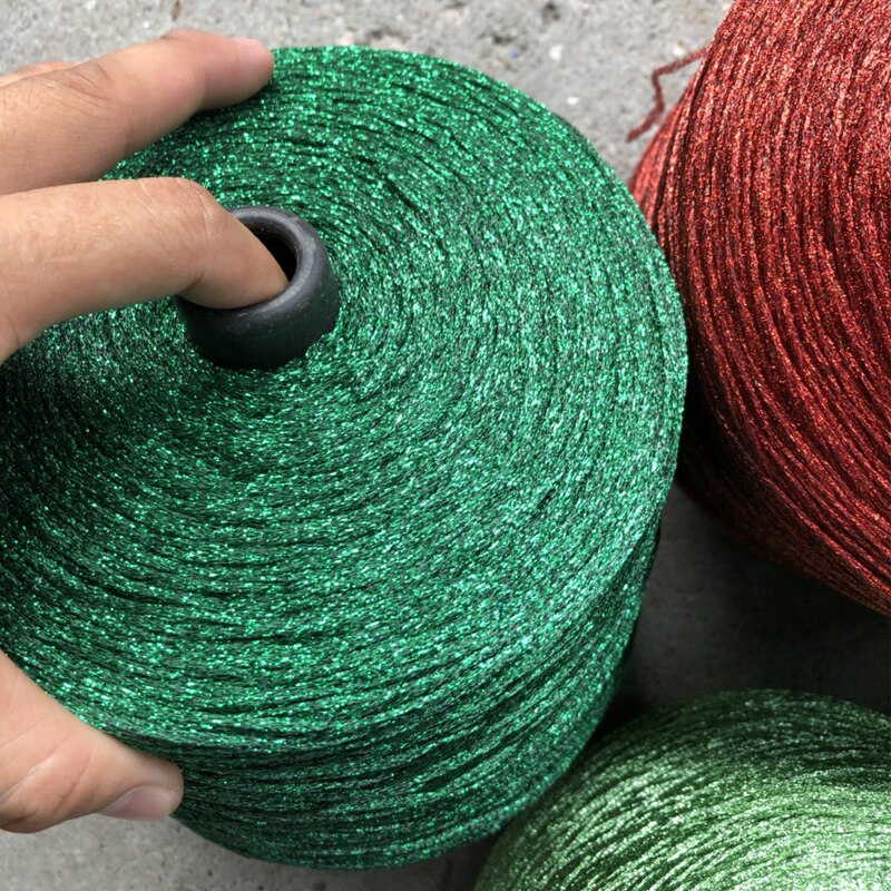 Hilo metálico de seda dorado y plateado brillante, madeja de de 250g para tejer, hilo de coser X5208