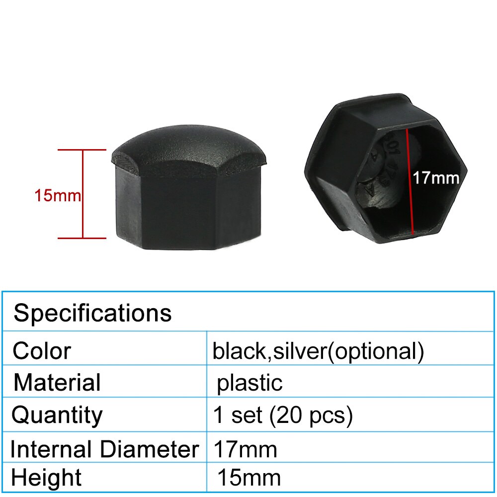 KKmoon Set van 20 stks Universele 17mm Plastic Auto Wielmoer Covers Bolt Caps