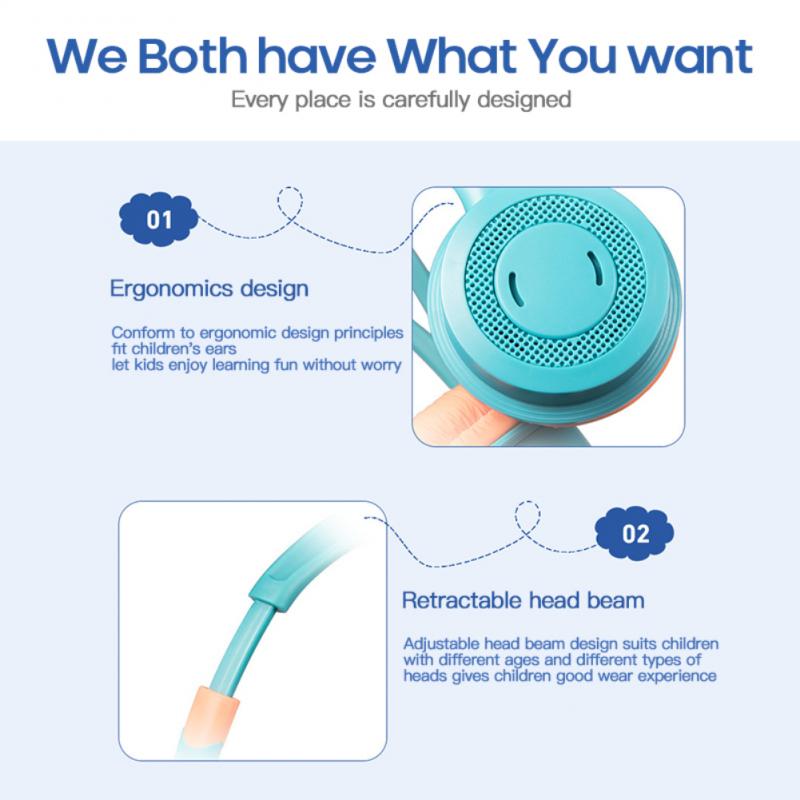 Cute Kids Wired Soft Headphones Stereo Music Children Over-Ear Headset Adjustable Headband Computer Tablet Kid Child Earphone