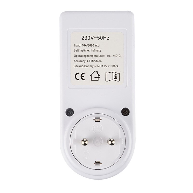 Plug-in Digital Timer Energy Saving Switch EU Plug Kitchen Timer Outlet 230V 50HZ 7 Day 12/24 Hour Programmable Timing Socket