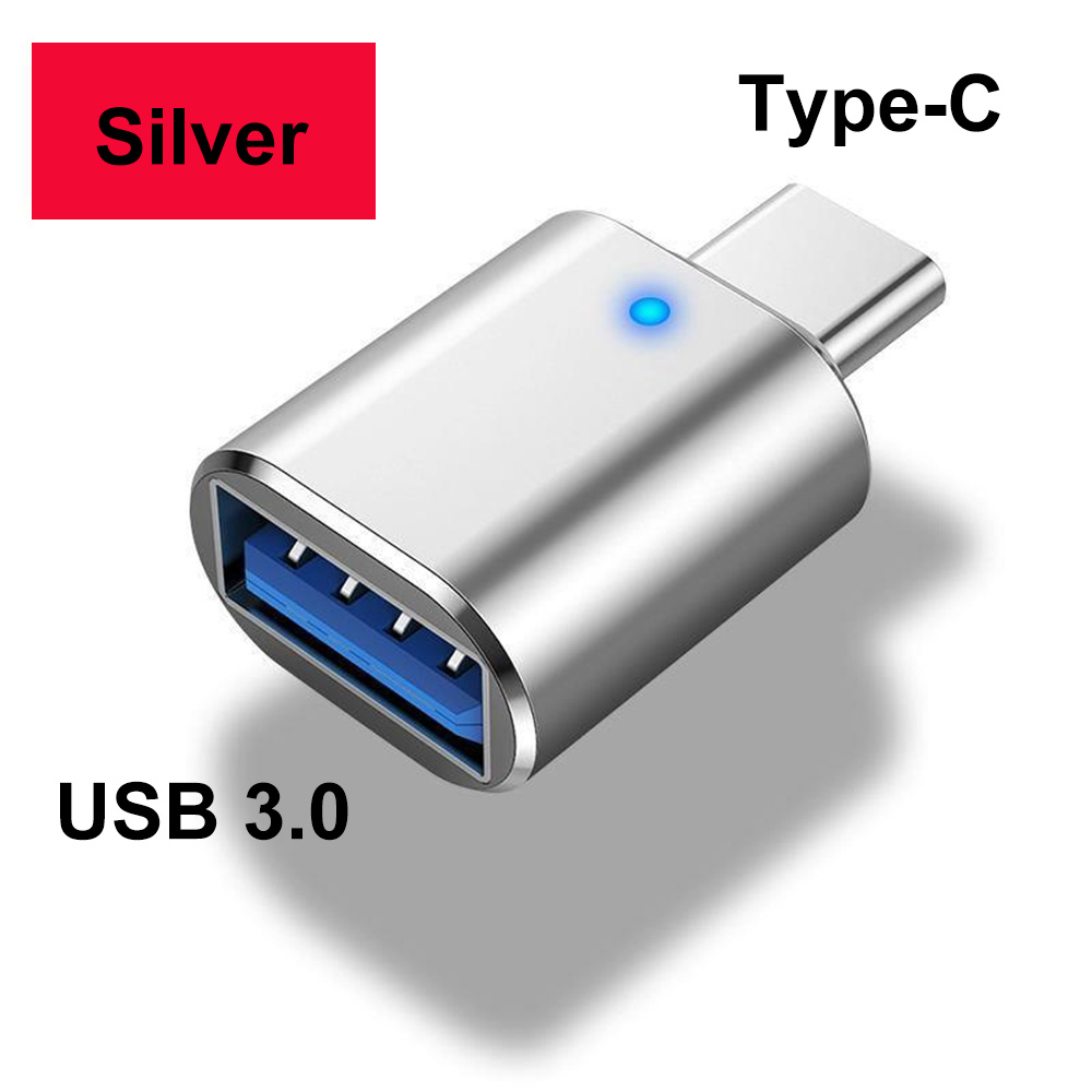 5Gbps USB 3.0 To Type C OTG Adapter With LED Light Indicator 5Gbps For U Disk 3A Fast Charging Data Transmassion Converter: Yellow