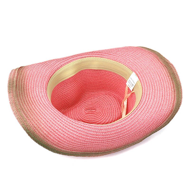 Hat Men Women National Style Western Cowboy Hats Pink Outdoor Seaside Sun Protection Shade Straw Cap QDKPOTC