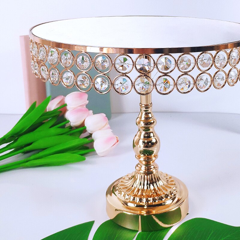 Goud Acryl Spiegel Metalen Cake Stand Ronde Bruiloft Verjaardag Party Dessert Cupcake Voetstuk Display Plaat Home Decor