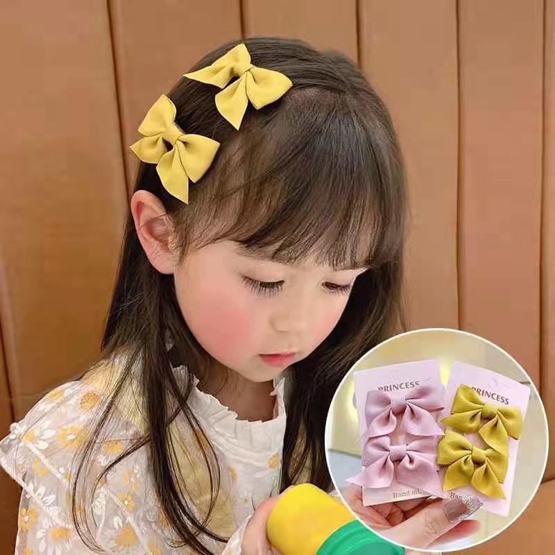 1 Pair Children Bow Hairpins Female Headwear Cute Princess Hairpin Girls Broken Hair Bangs Clip Hair Accessories Barrettes Gift