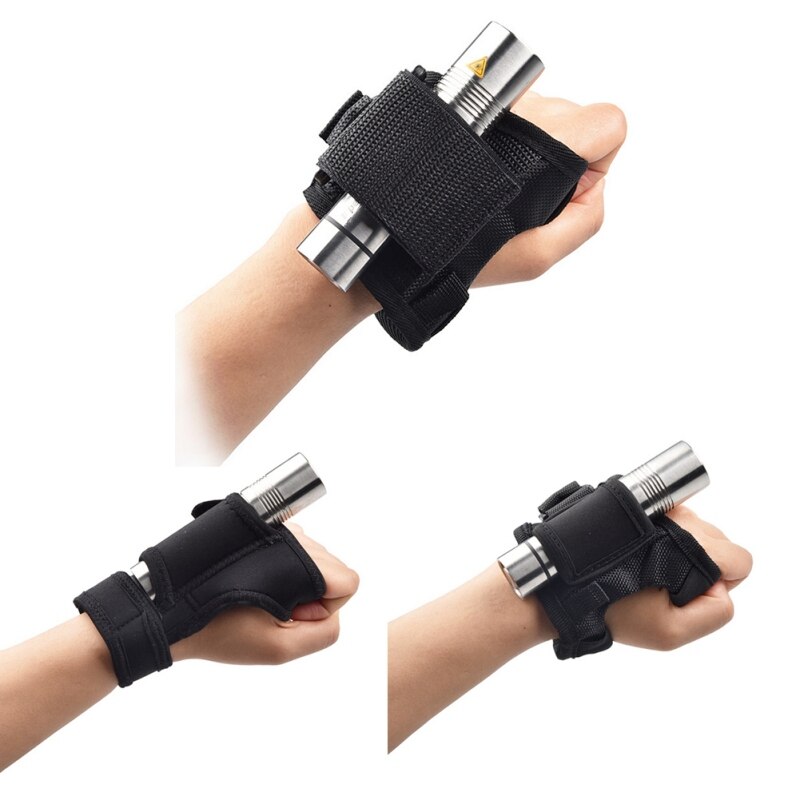 Underwater Diving Scuba Dive Flashlight Holder LED Torch Soft Black Neoprene Hand Arm Mount Wrist Strap Glove