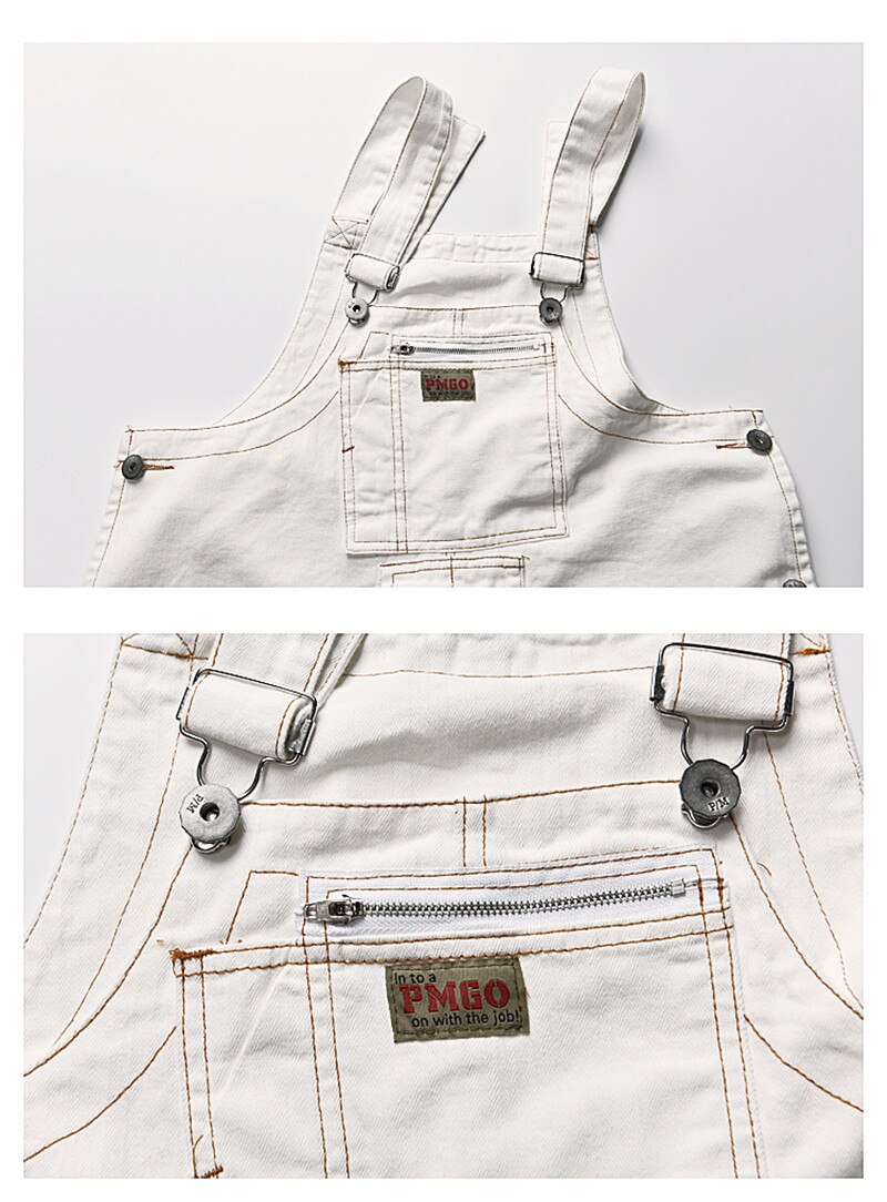 Ensfarvet herre jumpsuit streetwear smækbukser mærke afslappet seler løse bukser cargo overalls herre