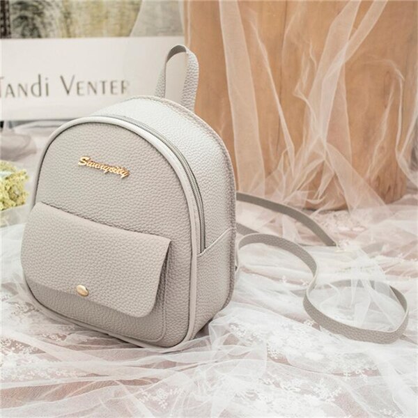 Mini Women Backpack Leather Shoulder Bag For Teenage Girl Multi-Function Small Bagpack Female Phone Pouch: Gray