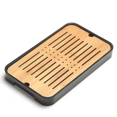Bamboo Tea Trays-Chinese Tea Serving Kung-Fu Tea Tray Set-Melamine+Bamboo Tea tabl Tray- Drainage Water Storage Tea Set Tools