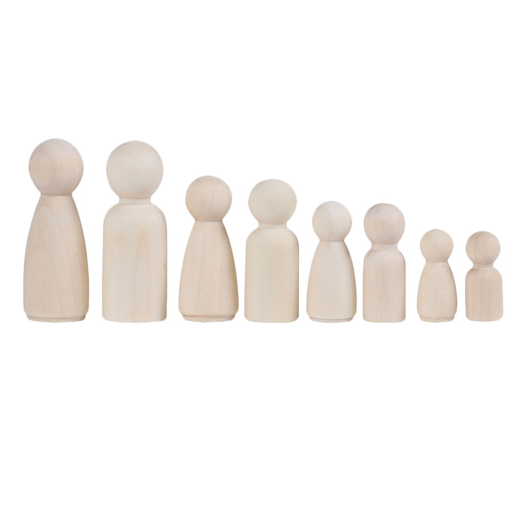 12Pcs/set Wooden People Peg Doll DIY Crafts Little Child Man