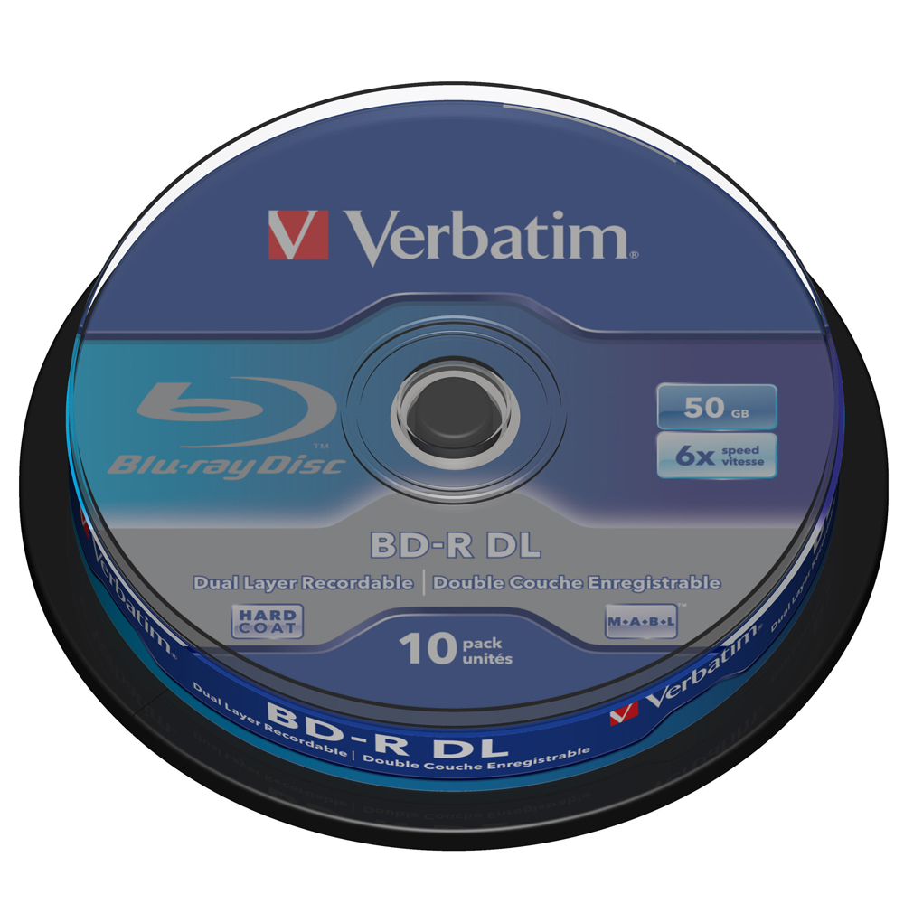 Verbatim 6X Blu-ray BD-R DL 50GB Blank Disc Recordable Media Unprintable Lots Blue Ray Disk Compact Storage blu ray player