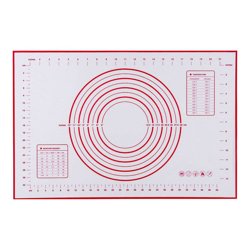 Silicone Baking Mat Nonstick Food Grade Silicone Knead Dough Rolling Mat Dual Scales Measurement Baking Pad Kitchen Accessories: 60X40cm red