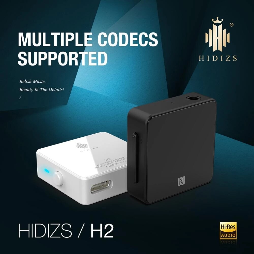 Hidizs H2 Lossless Bluetooth 5.0 Receiver Wireless 3.5mm AUX Jack Adapter NFC Dual HiRes Certified High Performance AMP Receiver
