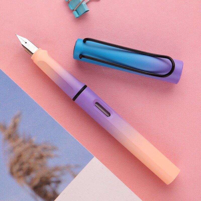 Rainbow Gradient Color Fountain Pen 0.5mm Ink Pen for Writing Calligraphy Student Office School Supplies Kawaii Stationary: 2