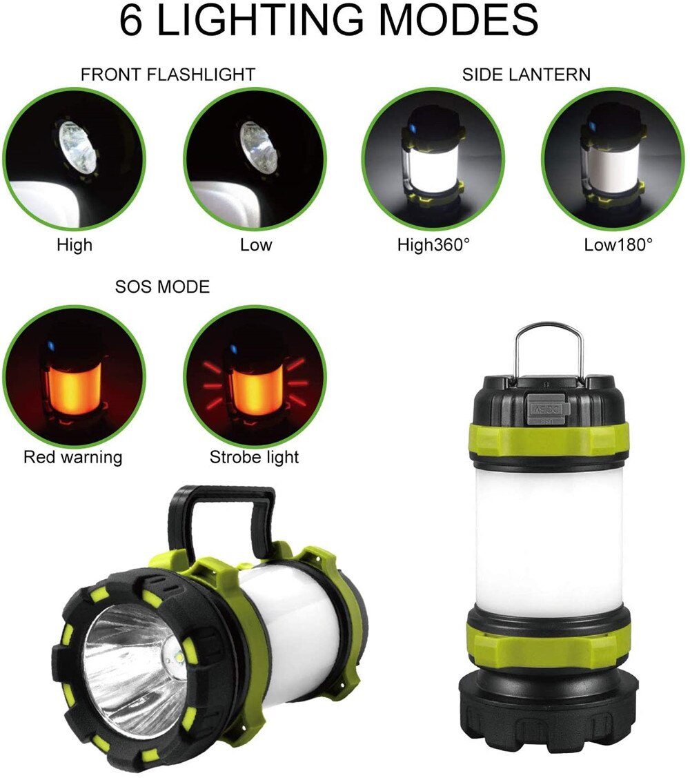 8000LM 100w Camping Lantern USB Rechargeable Flashlight with LED Torch Latern Waterproof Search Light With White/Red Sidelight