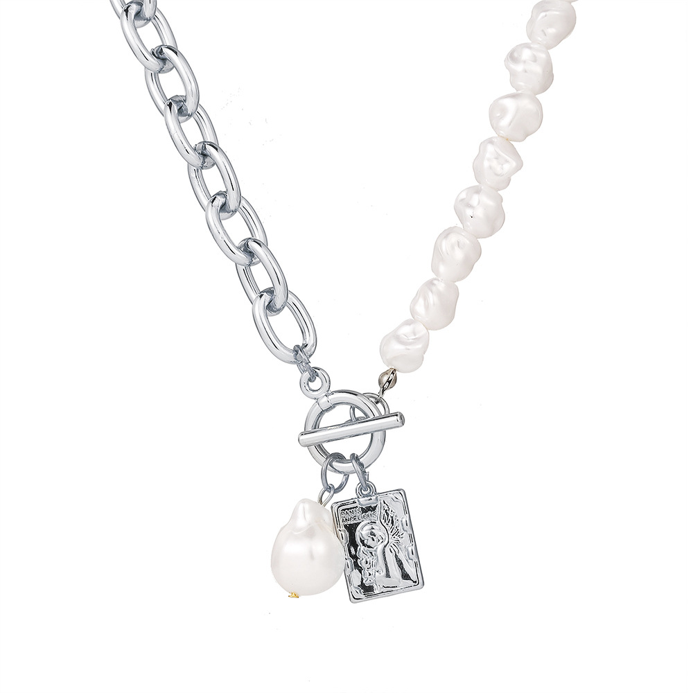 DIEZI Vintage Simple Imitation Pearl Short Collar Necklace Statement Choker Necklaces For Women Jewelry: silver