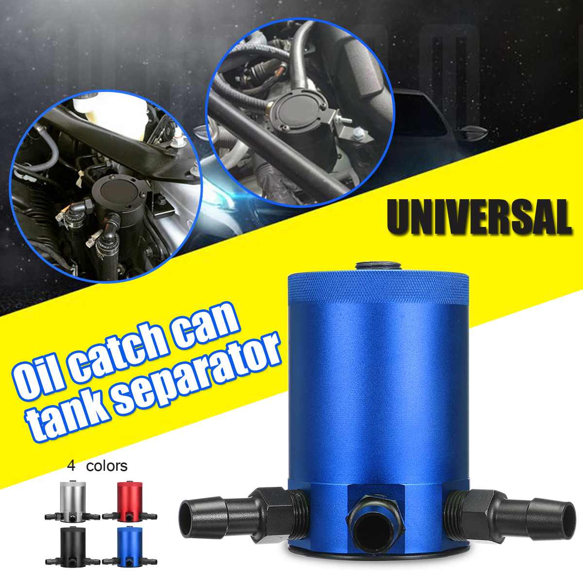 Autoleader Aluminum Baffled Car Oil Catch Can Tank Separator Reservoir Universal Oil Catch Tank Cans 3 Hole
