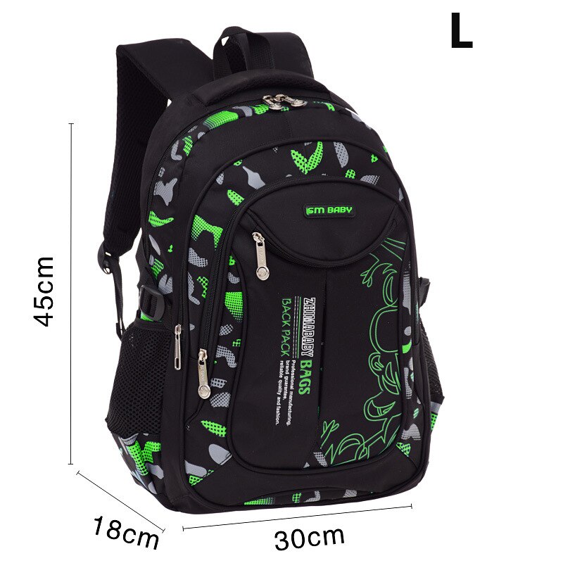 Mjzkxqz Waterproof Children School Bags Backpacks For Teenagers Boys Kids Primary School Sac Plecak Dla Dzieci Mochila: L Green