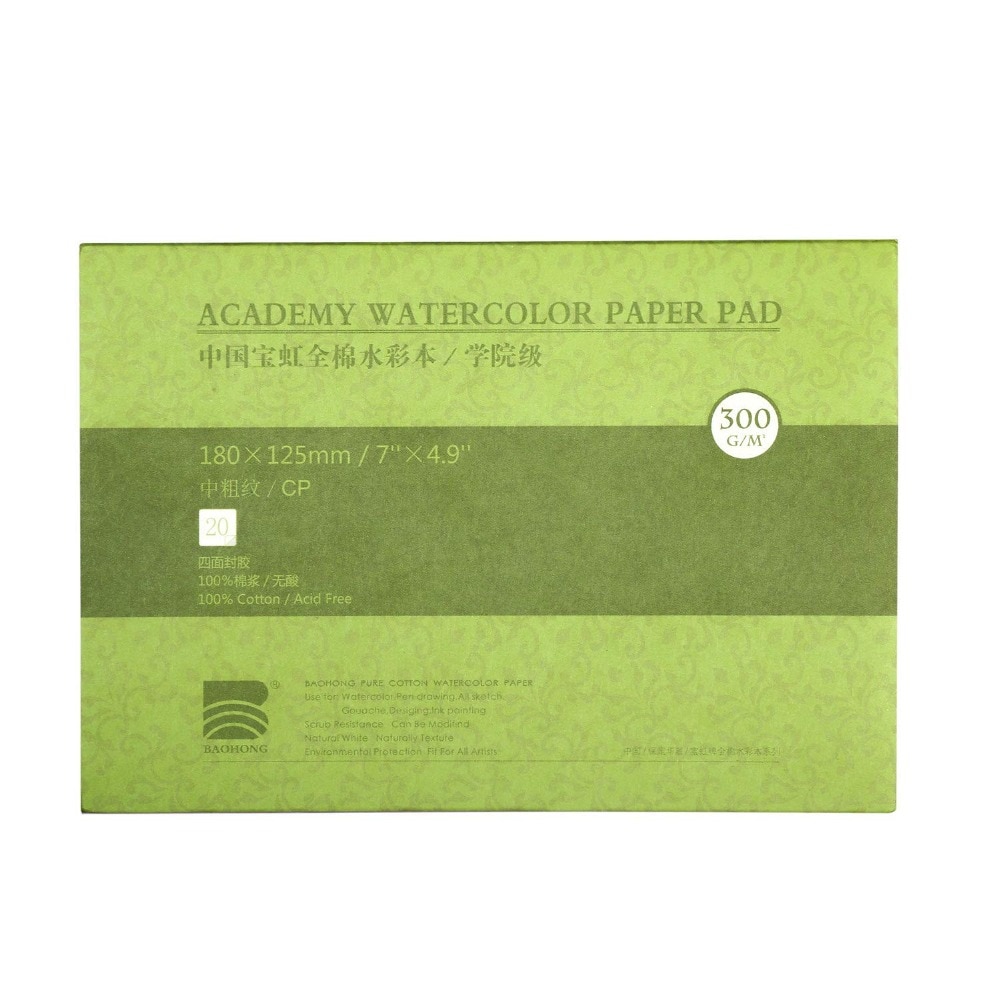 Cotton Watercolor Paper Textured/Smooth Surface Watercolor Pad, 140lb/300gsm, 20 Sheets, Art Supplies