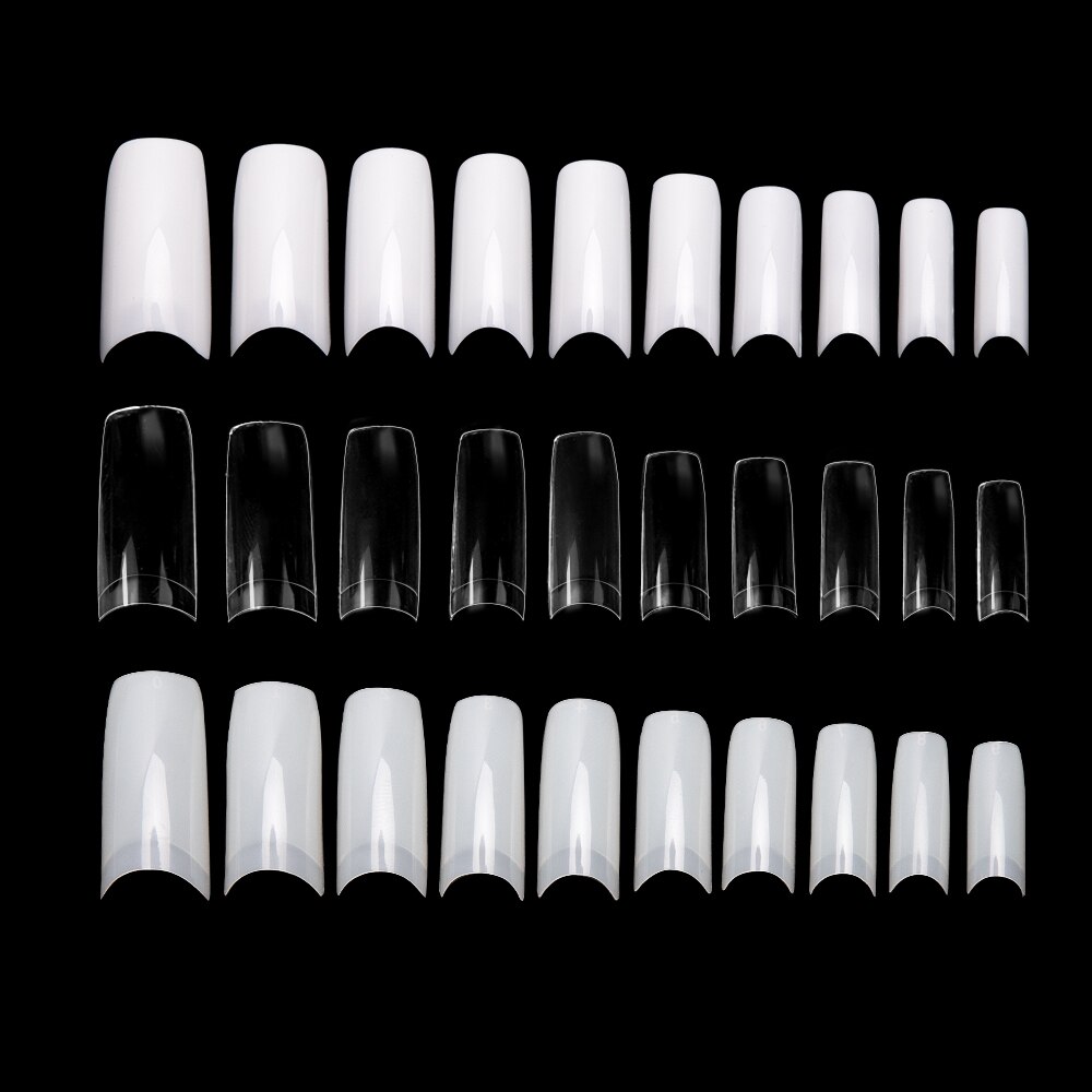 Dmoley 100 Pcs Valse Nagel Tips Wit/Clear/Natural Franse Stijl Vingernagels Nail Tips Volledige Cover False Acryl nail Art Tips