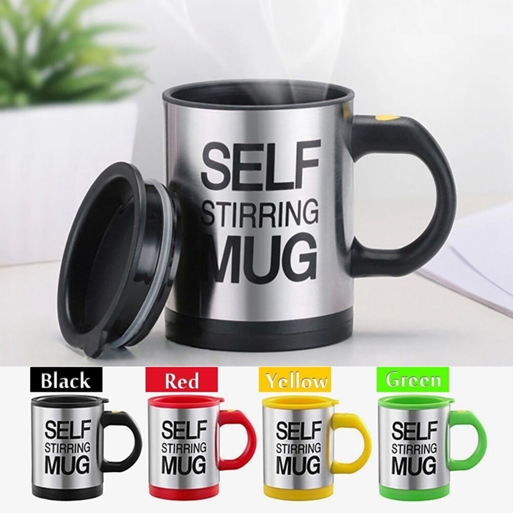 Taza de café de acero inoxidable de 400ml, taza mezcladora automática para café, leche, taza mezcladora, tazas de café aisladas inteligentes
