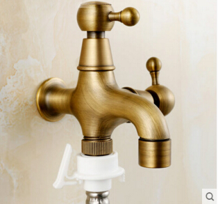 total brass bronze plating double using washing machine faucet bibcocks faucet tap garden outdoor mixer