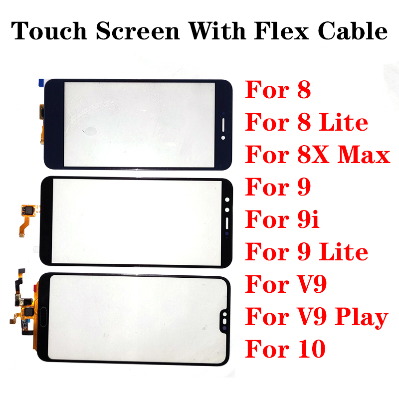 For Honor 8 8x 9 9i V9 10 Lite Play Max Outer Screen Digitizer Sensor Touch Panel LCD Display Front Glass Repair Parts