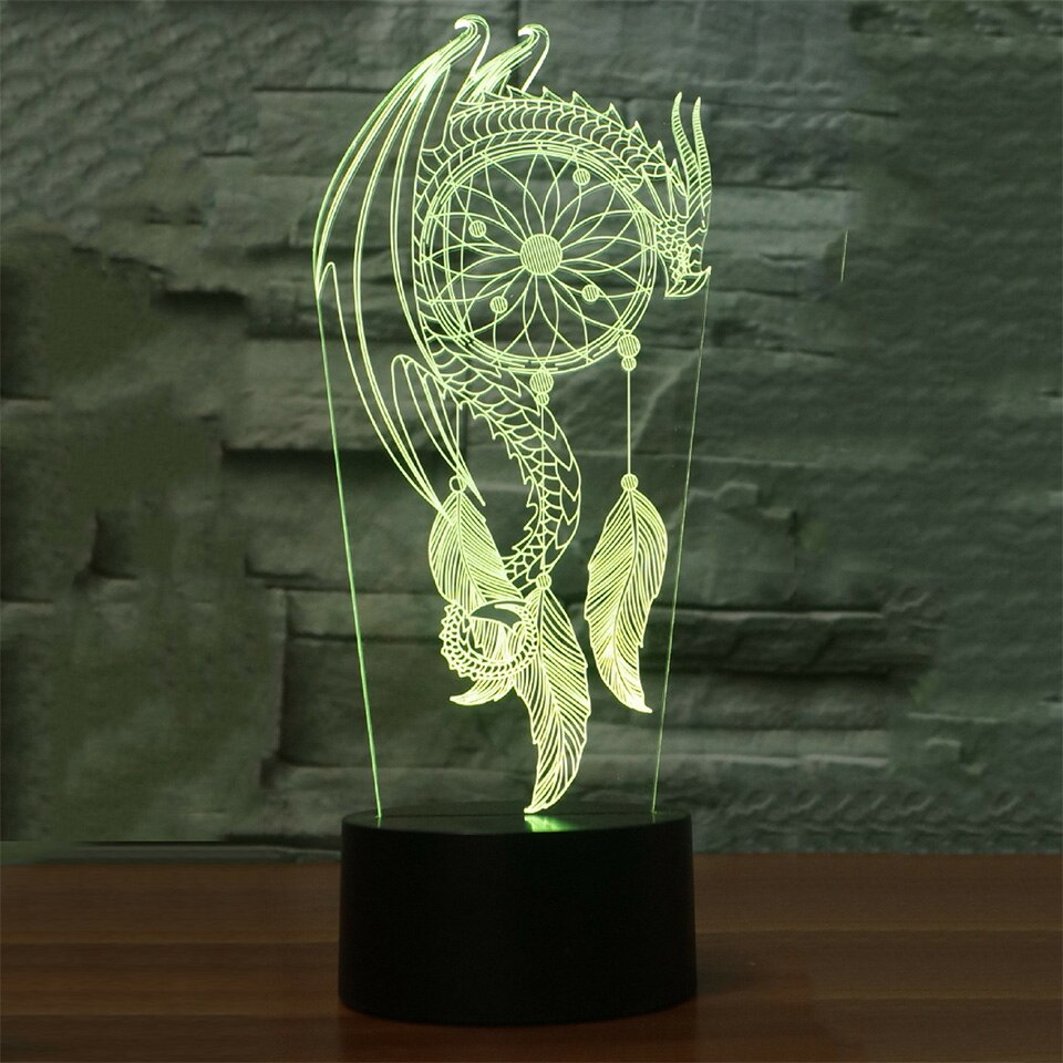 Mooie Windgong 3d Remote Kleurrijke 3d Led Nachtlampje Visuele 3D Nachtverlichting Illusion Slaapkamer Mood Lamp