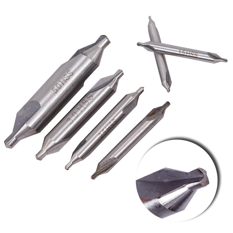 Combination Metal Center Drill Bit Set Double Sided HSS 60 Degree Countersink Drill 1mm 1.5mm 2mm 2.5mm 3mm 4mm 5mm