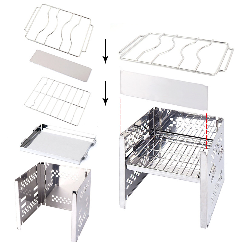 Neue Protable Klapp Feuer Platte Camping BBQ Furnture Ich bin Freien &Ampere; Haushalt edelstahl 430 Grillmulti-Funktion Grill Regal