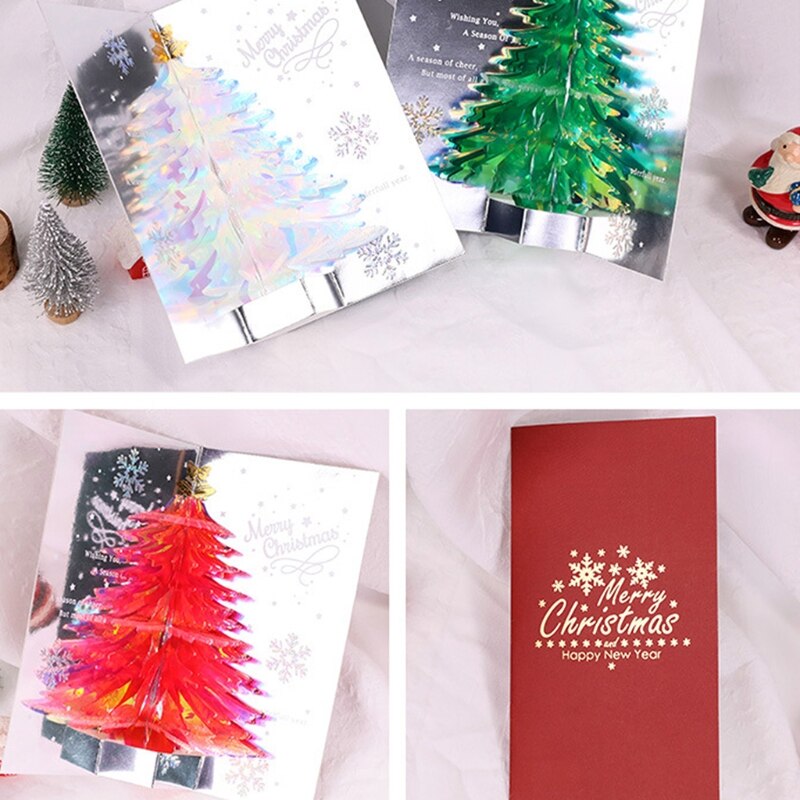 3D Pop-up Christmas Card Tree Handmade Card With Christmas And Year Envelope Festive Party Supplies