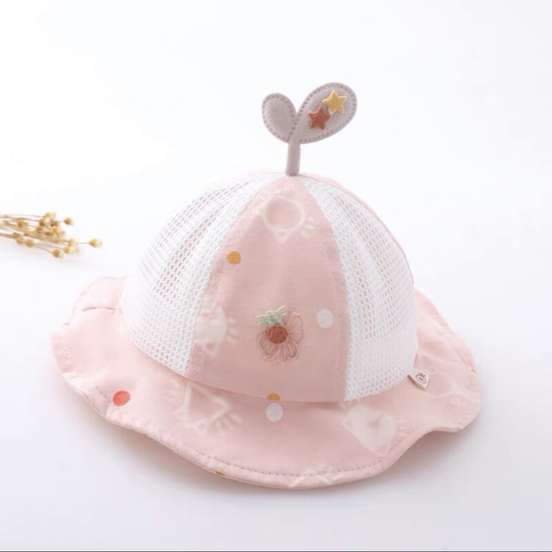 Baby Zon Emmer Hoed Mesh Hollow Out Cap Voor Baby Meisjes Baby Strand Hoed Met Brede Rand Kids Caps super Leuke FS99: Dark pink