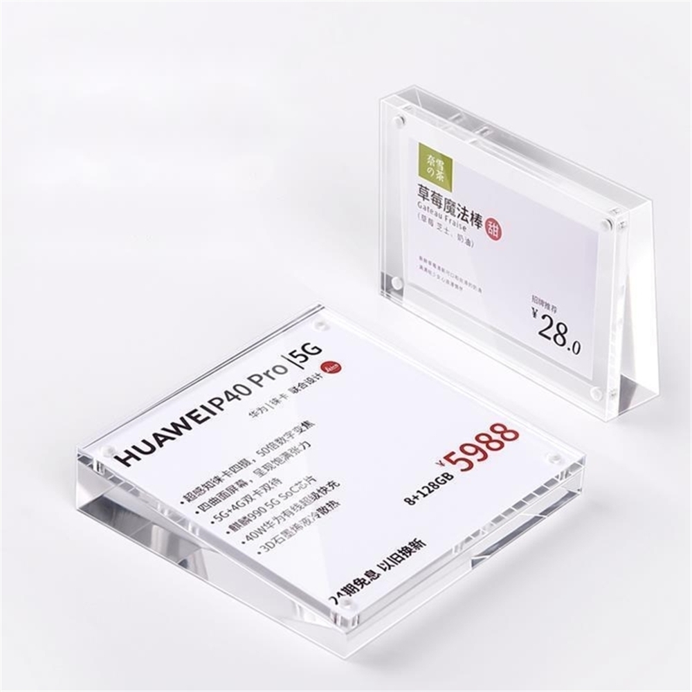 Slanted Card Holder Tabletop Information Display Crystal Acrylic Sign Board