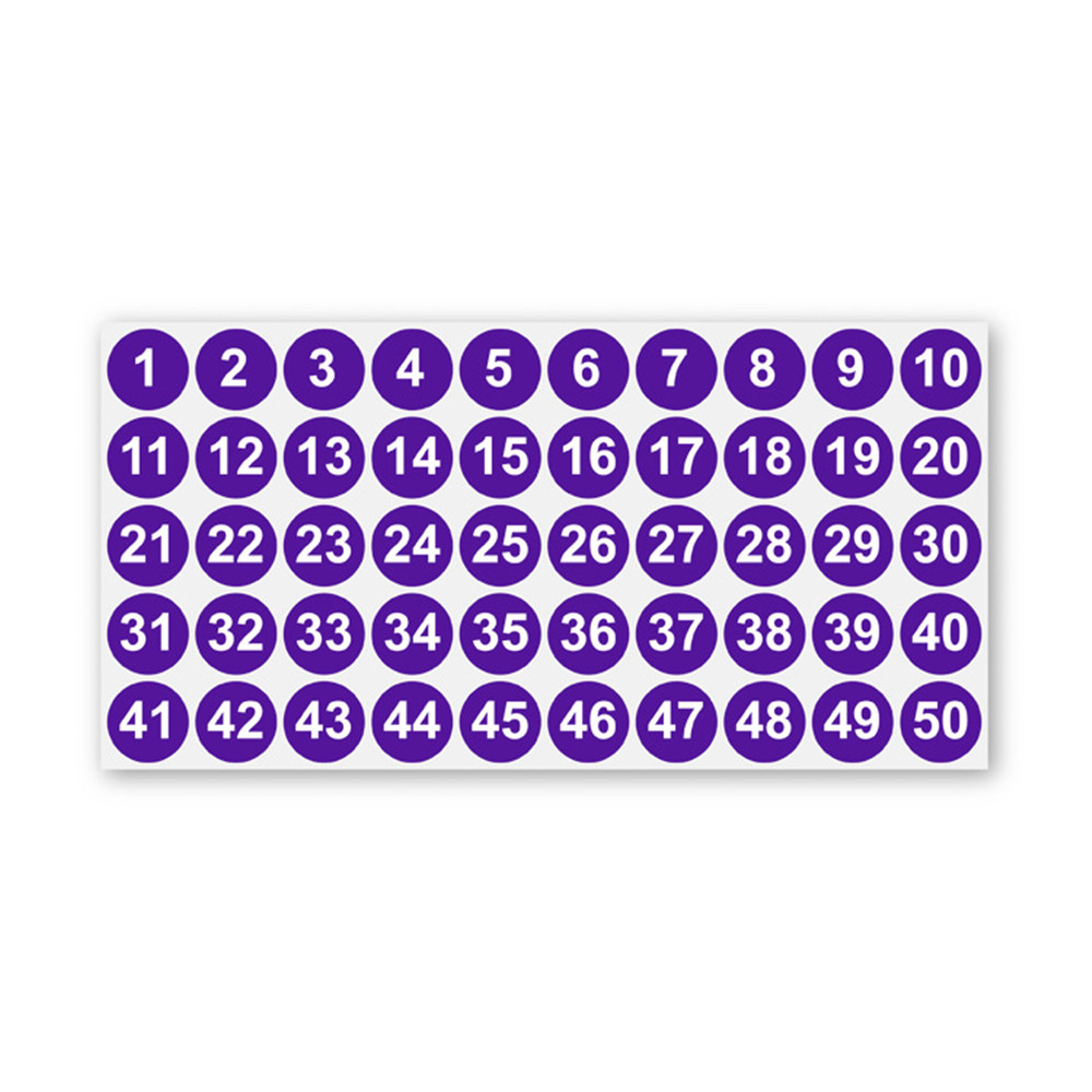 1 Inch Color Waterproof Digital Label Sticker 1-200 Round Self-Adhesive Label Self-Adhesive Paper Number Serial Number Sticker: PURPLE