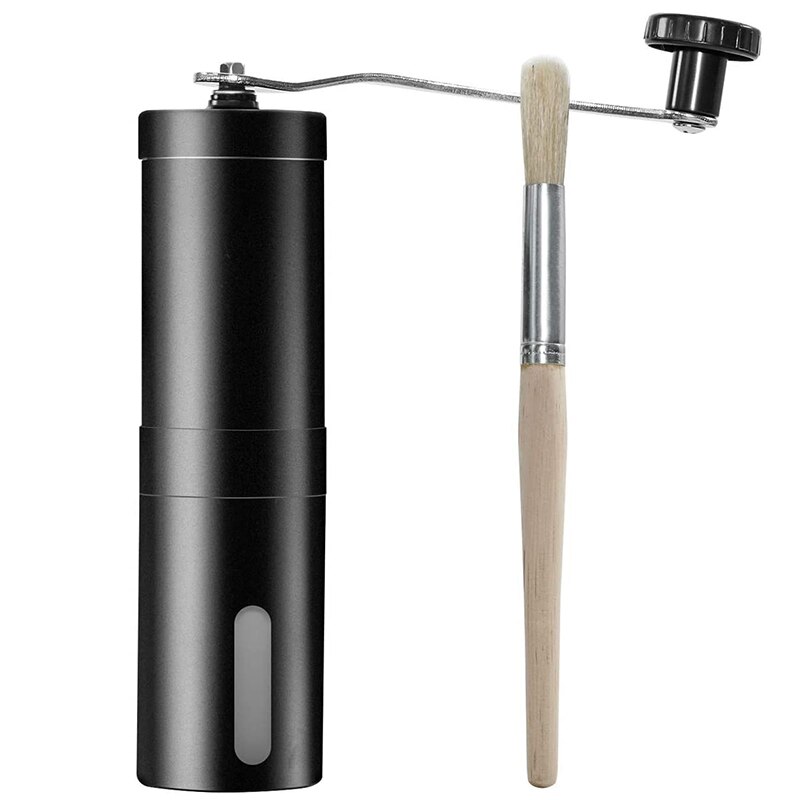 Black 304 Stainless Steel Manual Coffee Grinder, Manual Coffee Grinder, Coffee Grinder, Manual Pepper Grinder with Cleaning Brus: Default Title