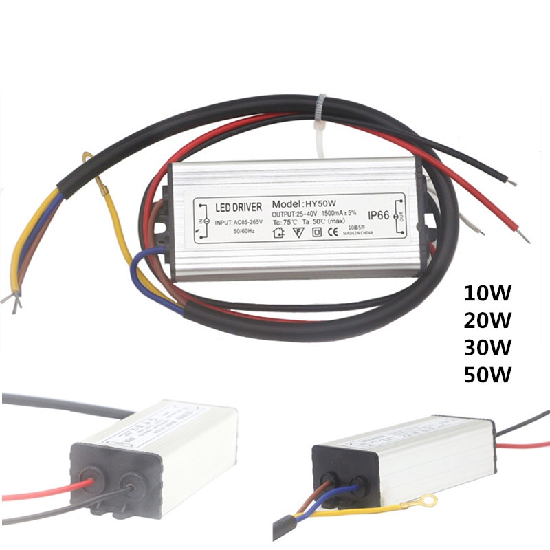Ac 110v-220v til  dc 20-38v strømforsyning 10w 20w 30w 50w 100w vanntett transformator elektronisk monokrom ledet-lysdrift