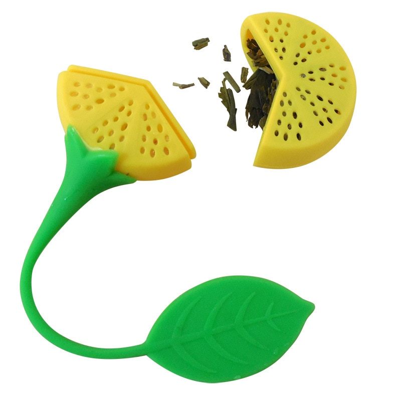 1 st tepåse tekanna tillbehör kök levererar tesil giftfri citronform silikon te infusionsanordning