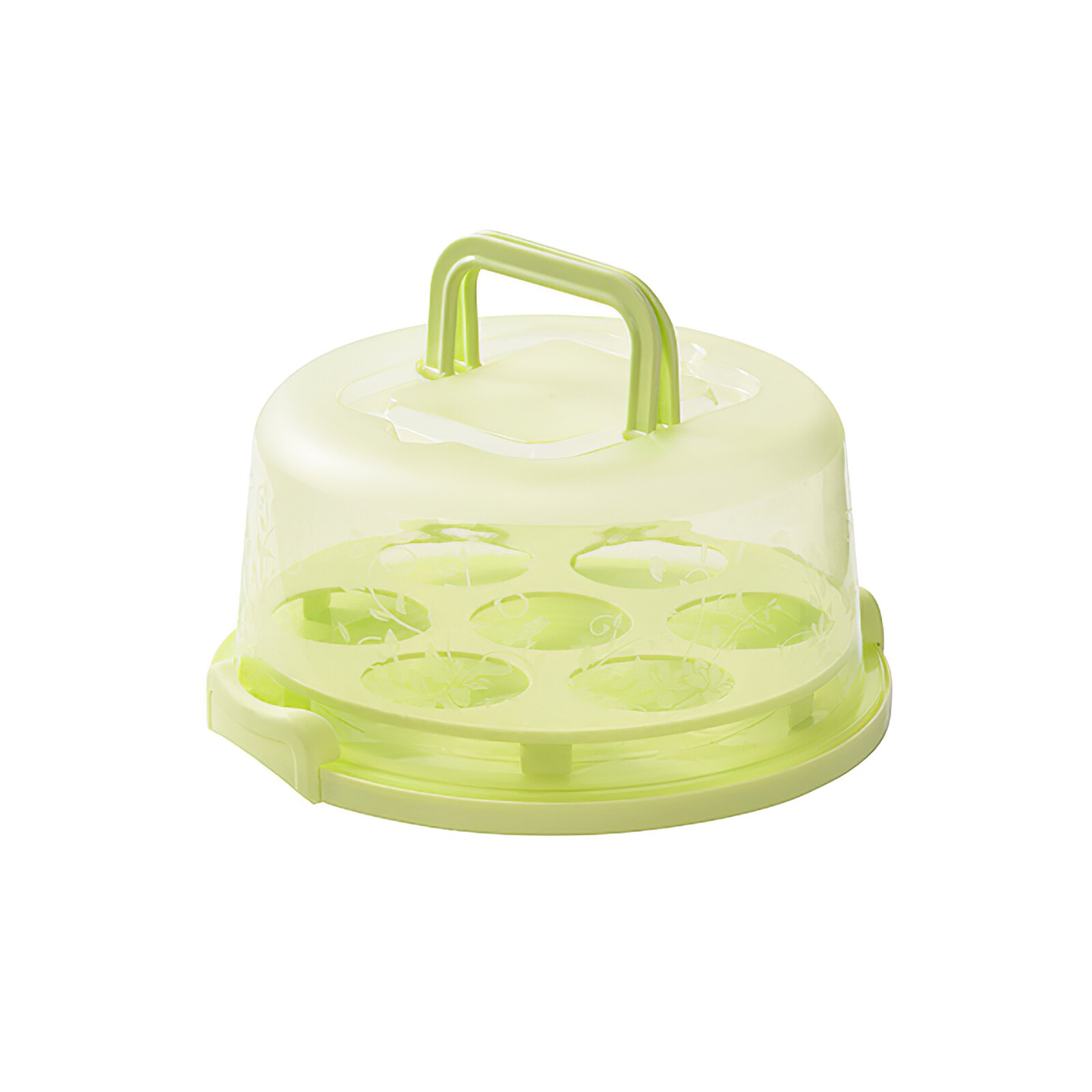 Draagbare Plastic Ronde Cake Container Dessert Container Doos Cake Carrier Server Opbergdoos Tray Kitchen Tools: Yellow