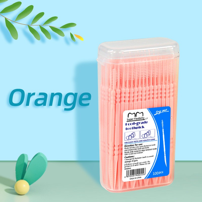 Toothpick Brush 100/200PCs Boxed Plastic Toothpick Disposable Household Interdental Brush Teeth Picking Dental Floss: NUDE