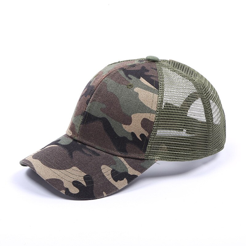 Women Men Running Hat Summer Mesh Breathable Sport Hat MessyAdjustable Sport Climbing Cycling Caps: Camouflage green