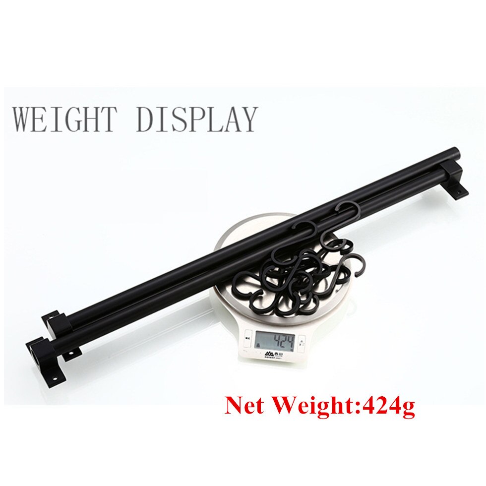 Matt black kitchen hook rack storage cabinet kitchen rack American space aluminum bathroom storage device kitchen utensils tool