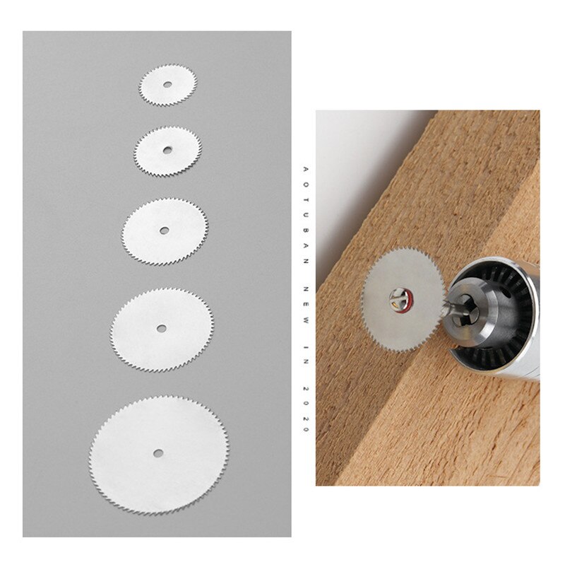 6 stk/sett rustfritt stål skive metallskive med 1 dorn til dremel roterende verktøy 16 18 22 25 32mm skjære skive
