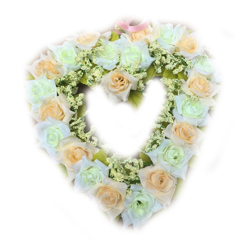Artificial Rose Flower Heart-shaped Flower Garland Romantic Wedding Decorative Silk Garlands Flower Wreaths for Wedding Party