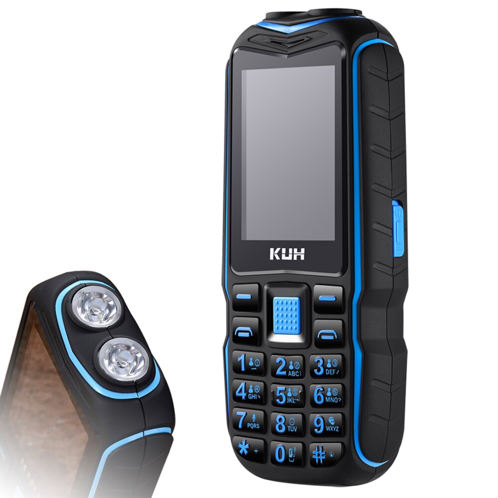 Kuh robusto teléfono móvil al aire libre larga modo de reposo banco de energía vibración bluetooth doble linterna a prueba de go